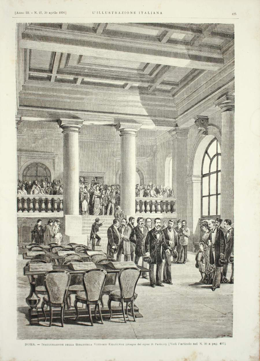 Roma. Inaugurazione della Biblioteca Vittorio Emanuele. Stampa 1876