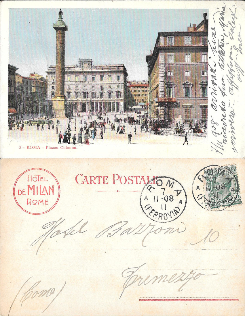 Roma. Piazza Colonna. Viaggiata 1911