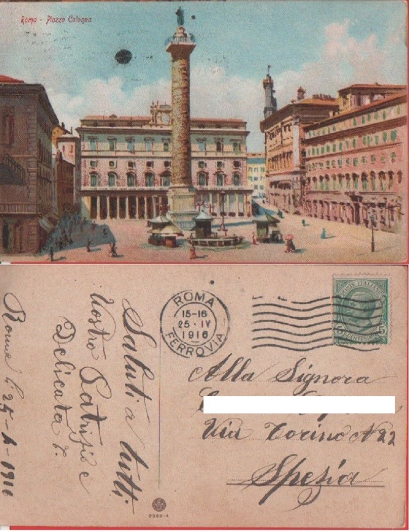 Roma. Piazza Colonna. Viaggiata 1916