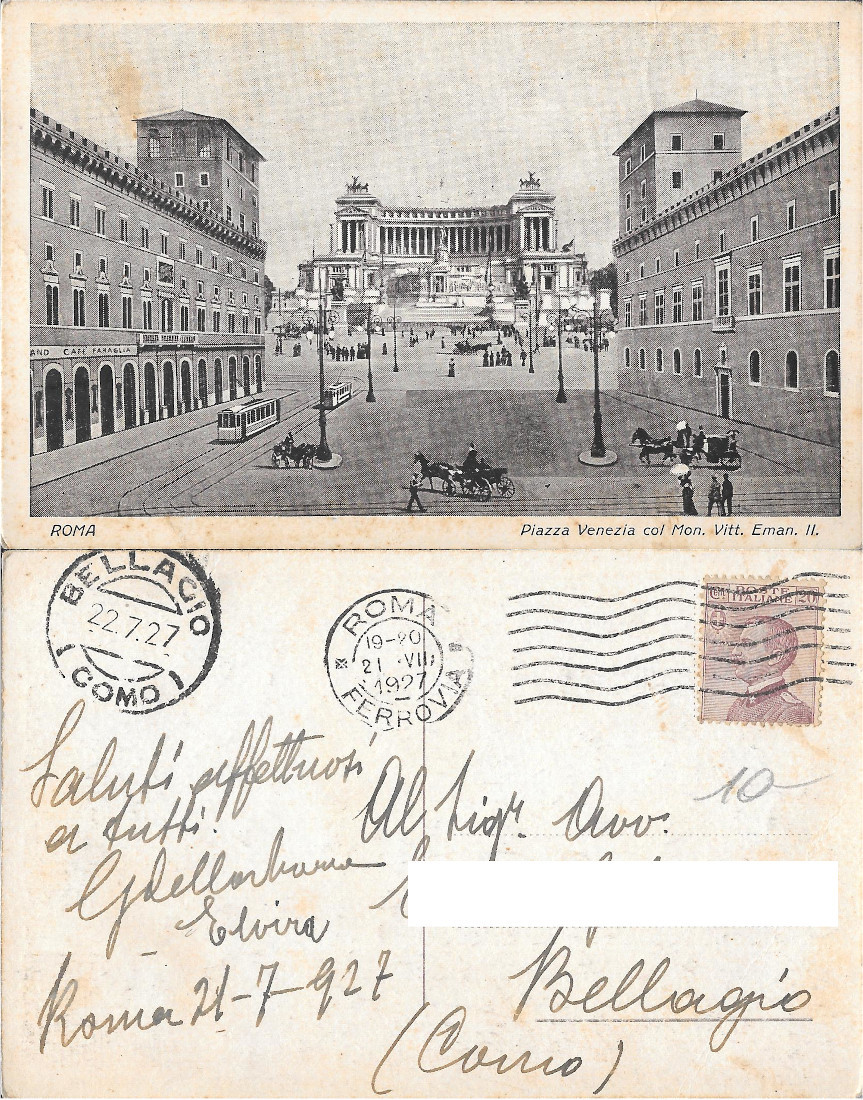 Roma. Piazza Venezia col Mon. Vitt. Eman. II. Viaggiata 1927