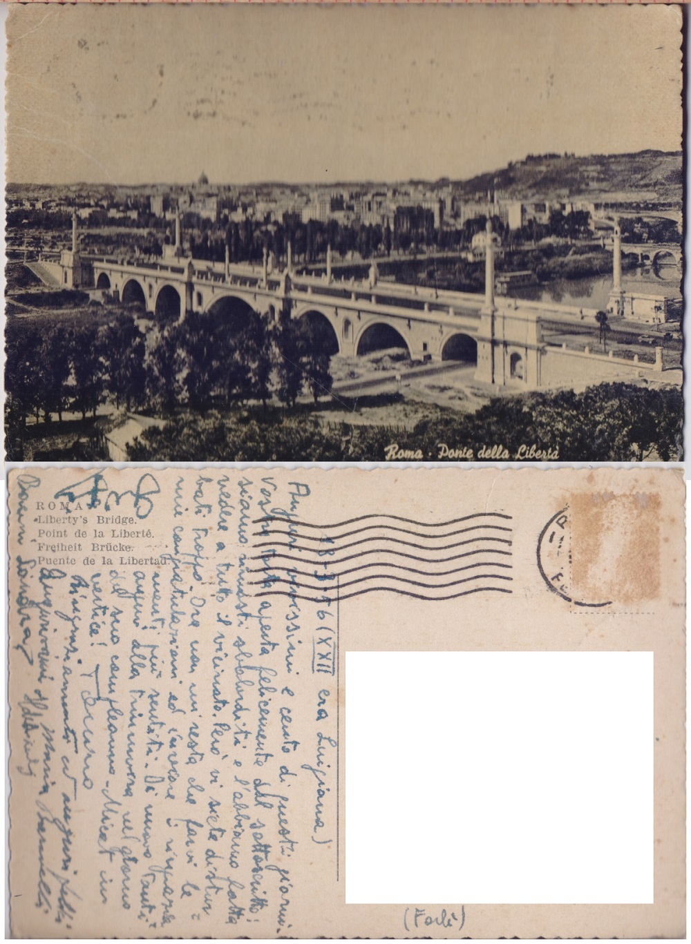 Roma. Ponte della Libertà. Viaggiata 1956