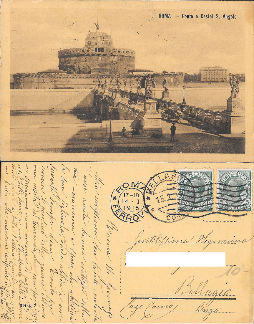 Roma. Ponte e Castel S. Angelo. Viaggiata 1915