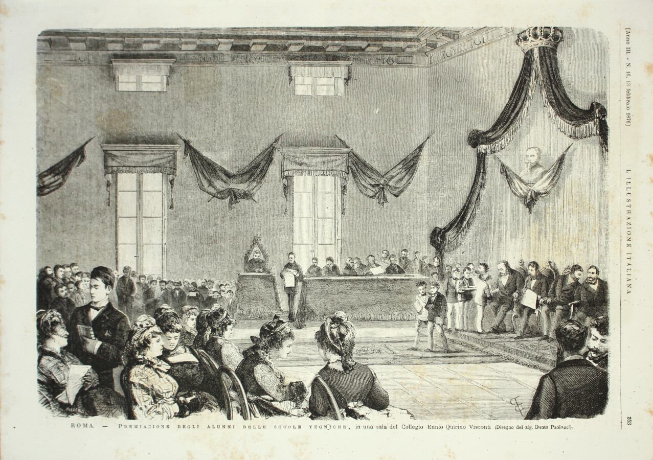 Roma. Premiazione degli alunni delle scuole tecniche. Stampa 1876