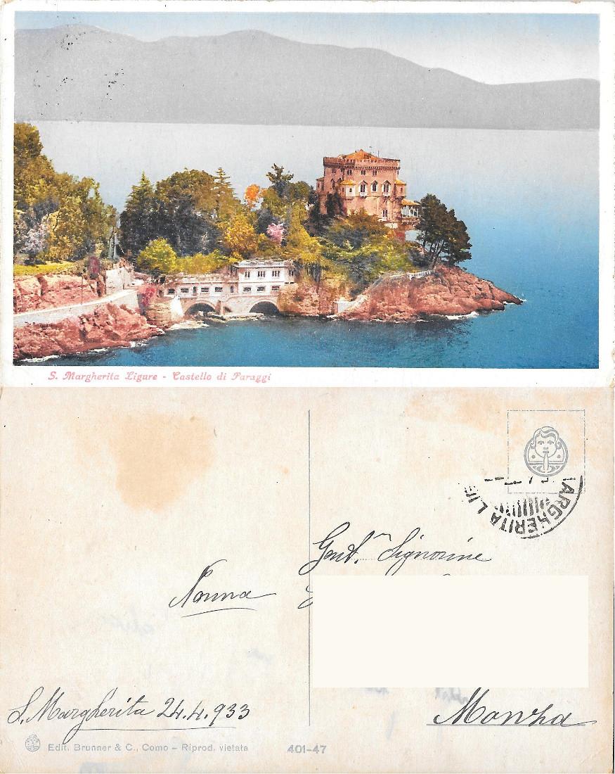 S. Margherita Ligure. Castello di Paraggi. Viaggiata 1933