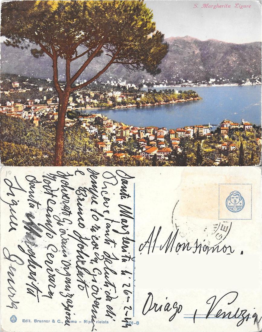 S. Margherita Ligure. Ed. Brunner. Viaggiata 1944