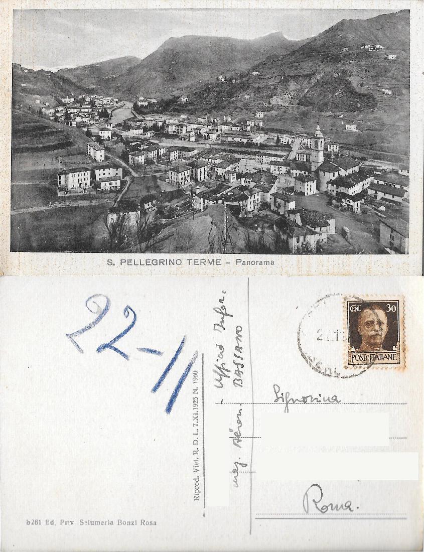 S. Pellegrino Terme. Panorama. Anno di stampa 1925. Viaggiata