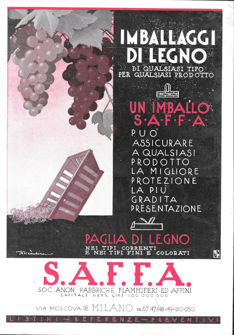 SAFFA imballagi in legno - Advertising 1937
