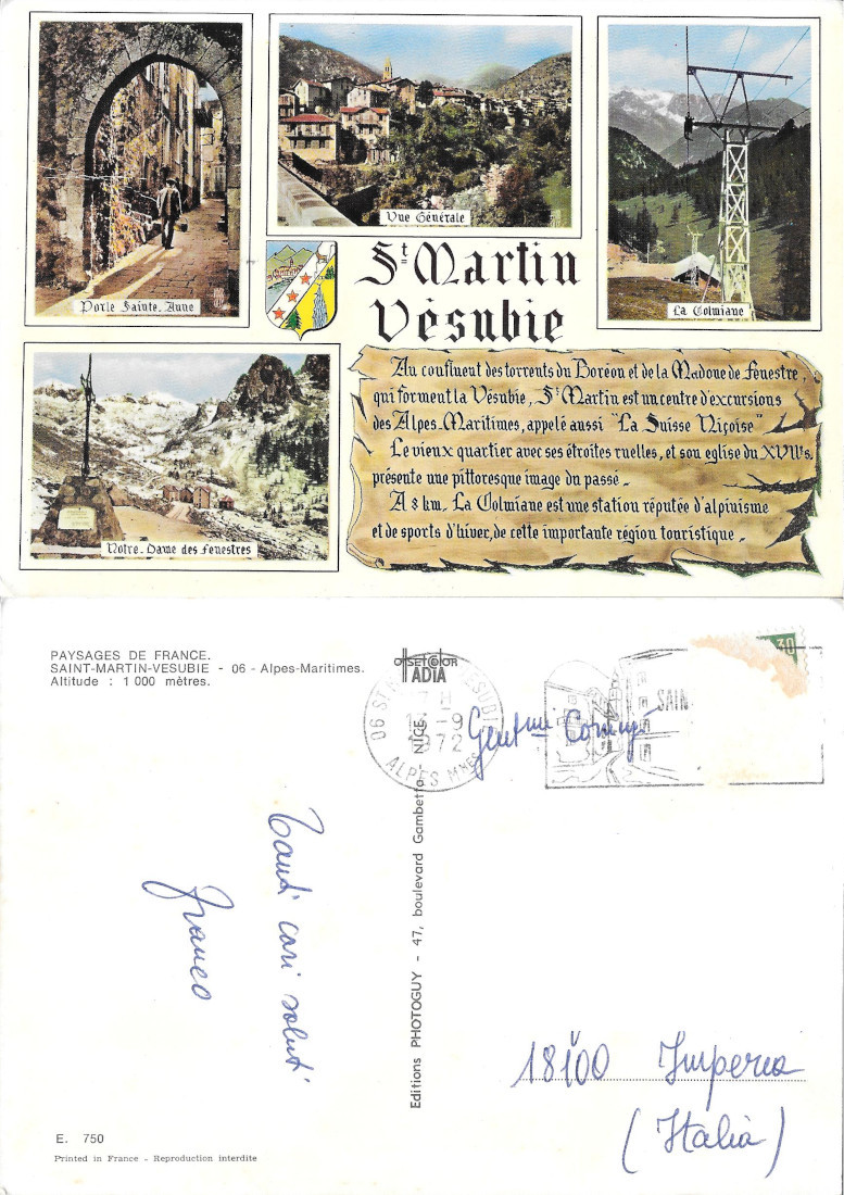 Saint-Martin-Vesubie - Viaggiata 1972