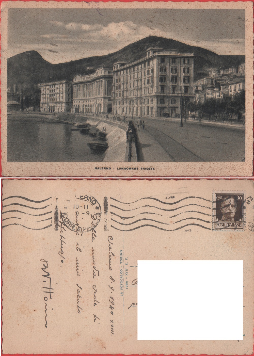 Salerno. Lungomare Trieste. Viaggiata 1940