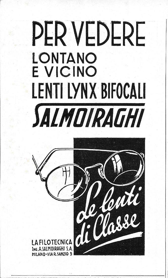 Salmoiraghi, lenti Lynx bifocali. Advertising 1942