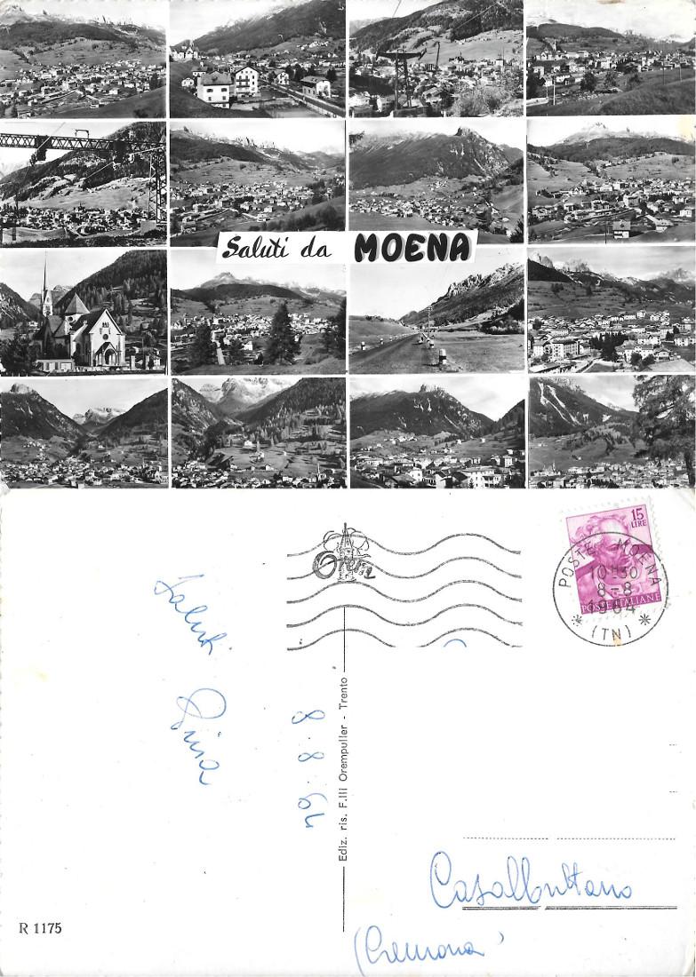 Saluti a Moena. Viaggiata 1964
