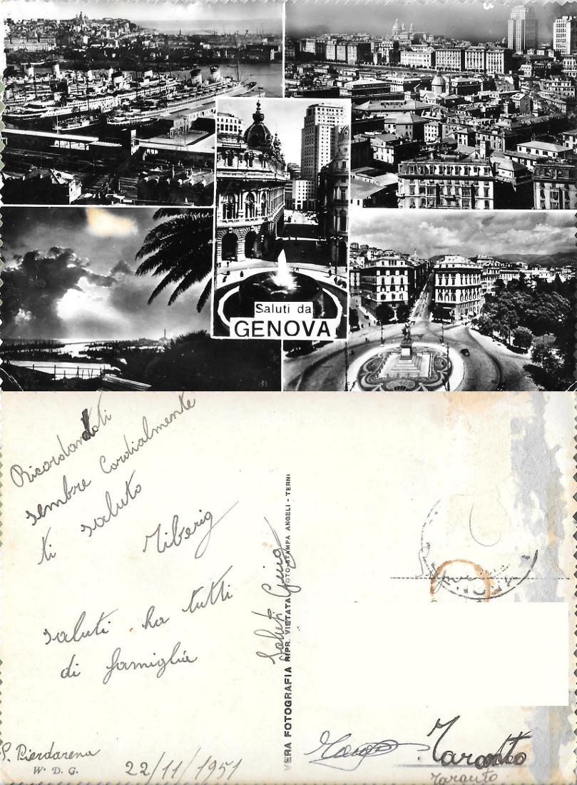 Saluti da Genova. Viaggiata 1951