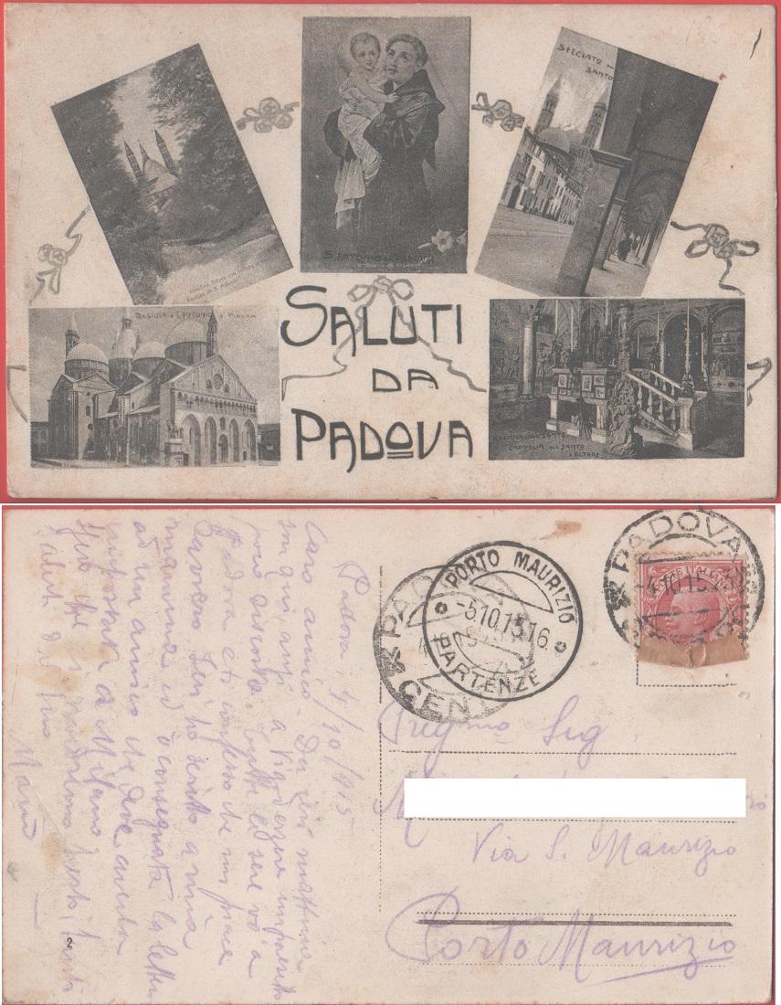 Saluti da Padova. Viaggiata 1915