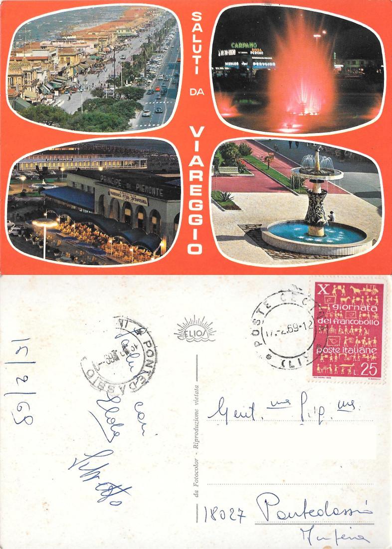 Saluti da Viareggio. Viaggiata 1969