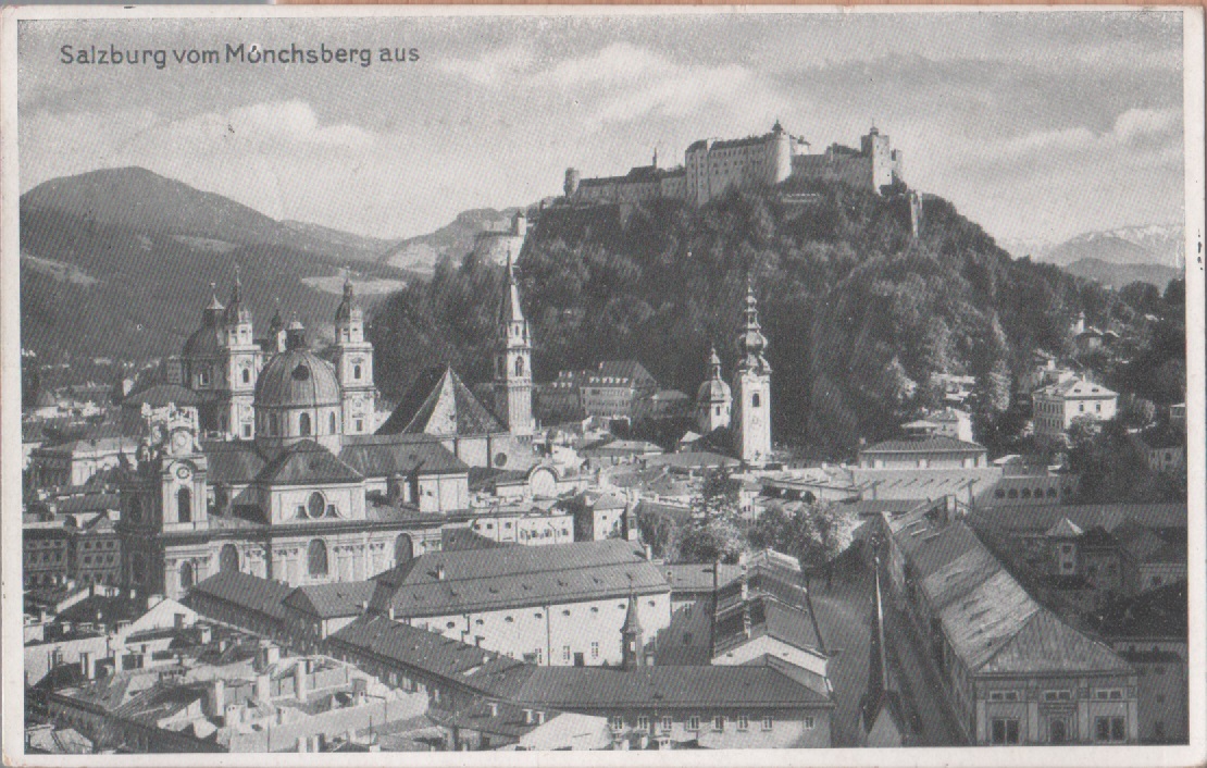 Salzburg vom Munchsberg. Viaggiata 1939