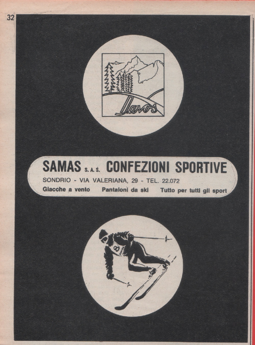 Samas. Confezioni Sportive, Sondrio. Advertising 1968