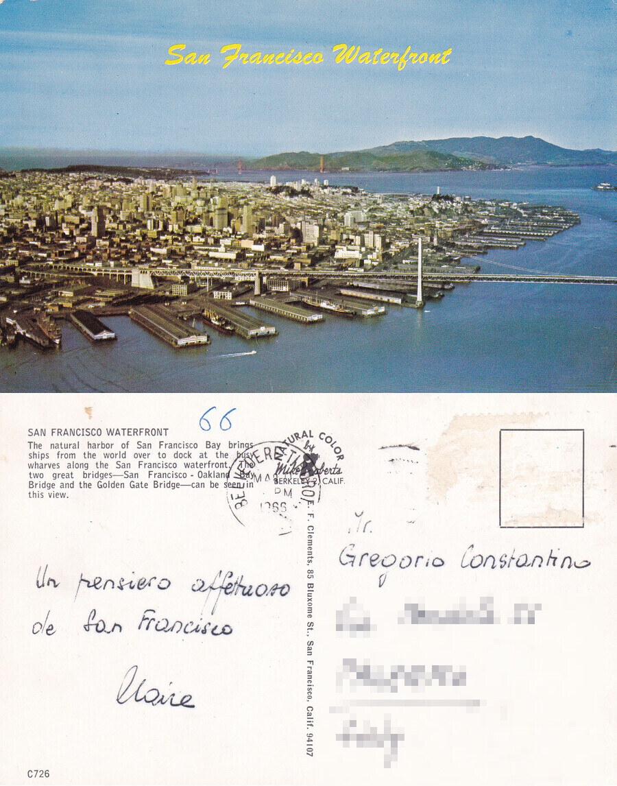 San Francisco Waterfront. Viaggiata 1966