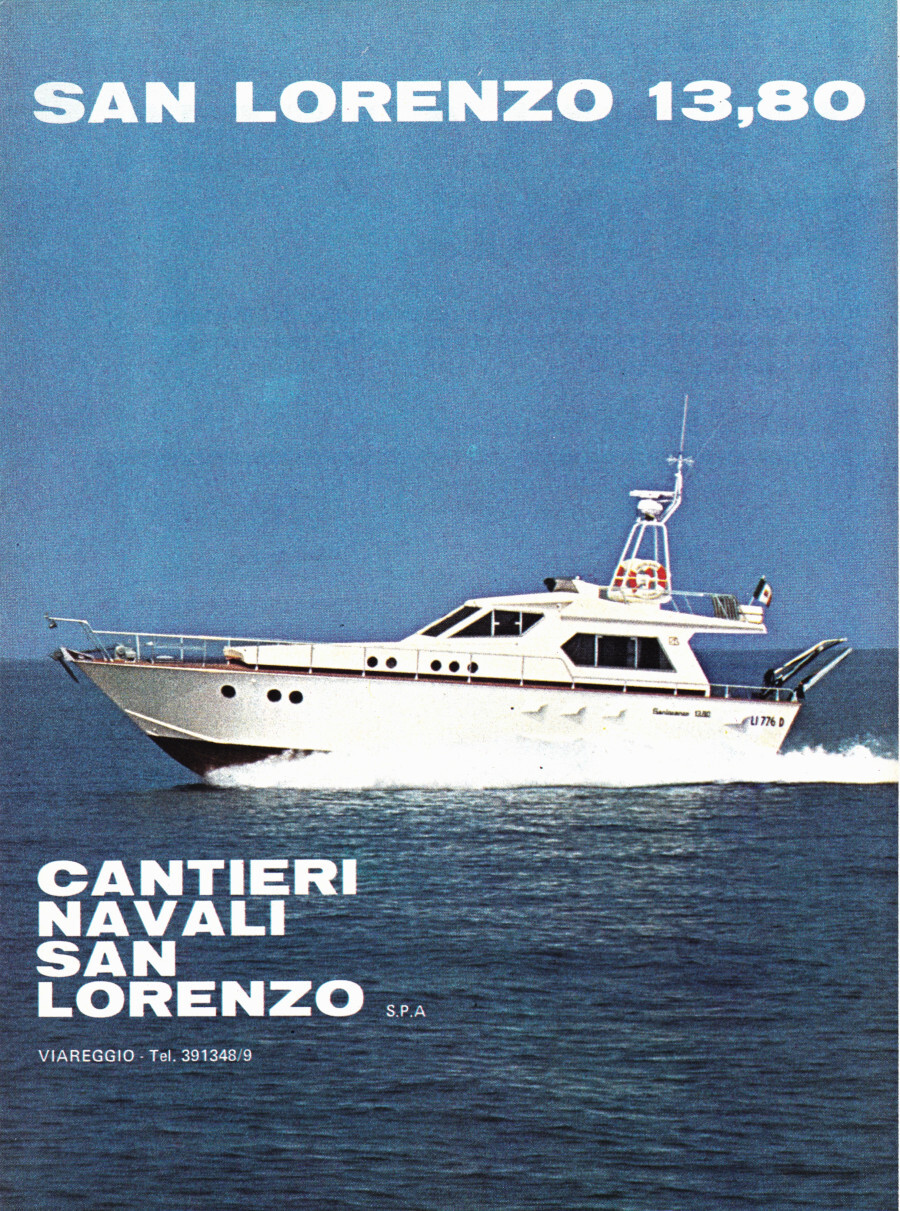 San Lorenzo 13,80. Cantieri Navali San Lorenzo, Viareggio. Advertising 1974