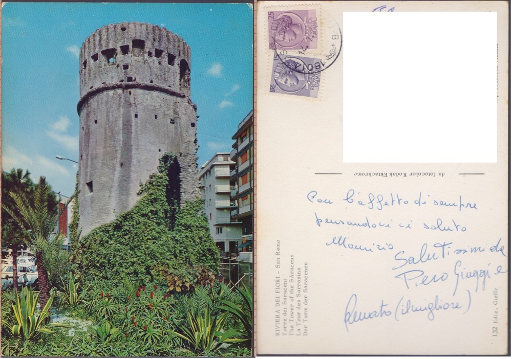 San Remo (IM). Torre dei Saraceni. Viaggiata 1975