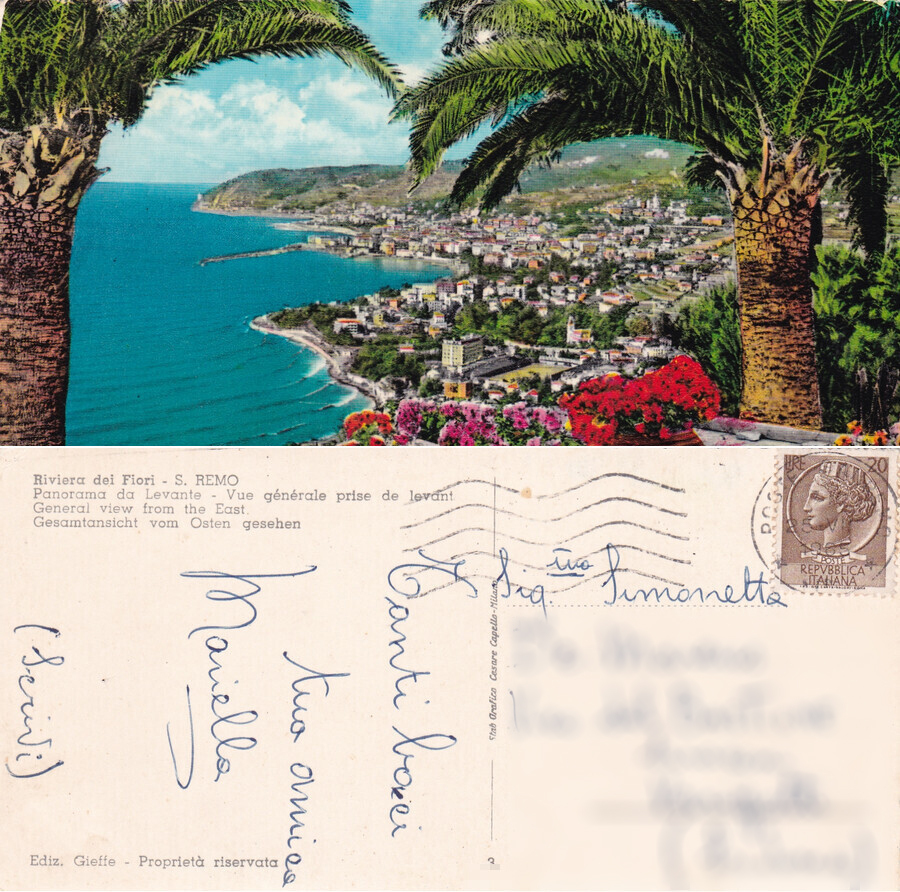 Sanremo. Panorama da levante. Viaggiata 1965