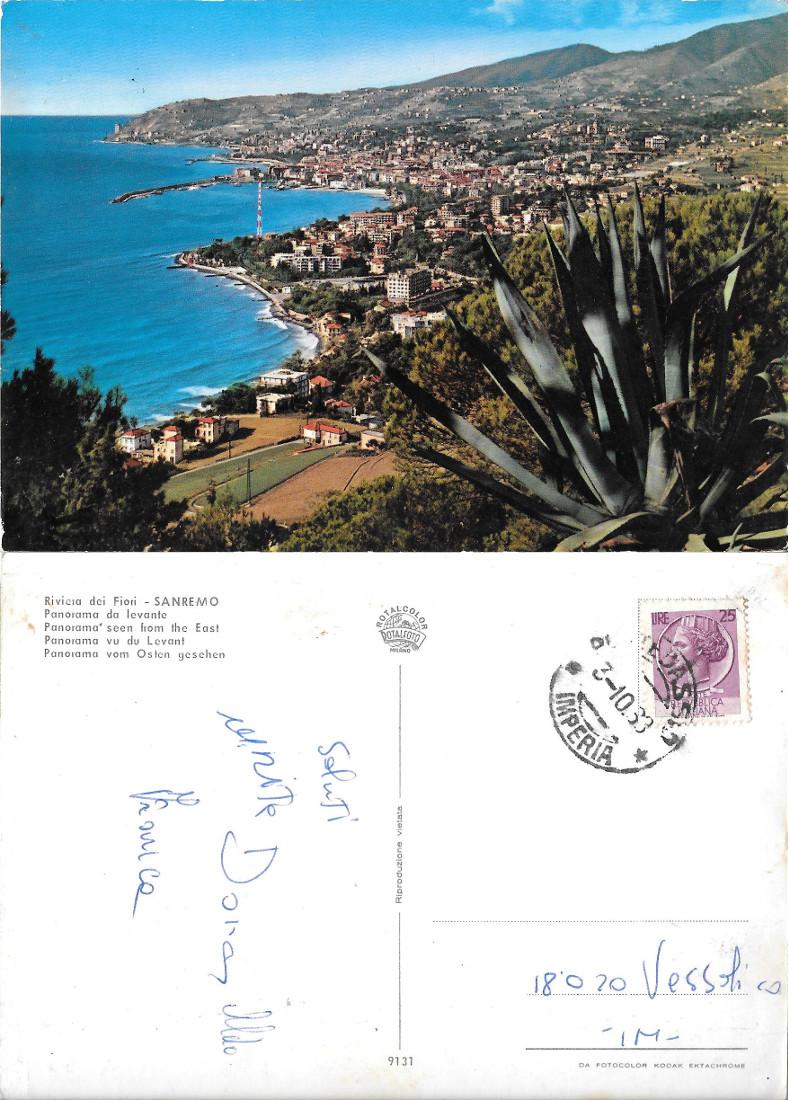 Sanremo. Panorama da Levante. Viaggiata 1969