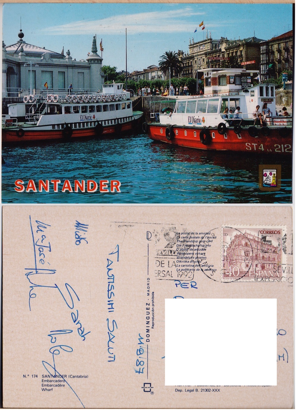 Santander (Cantabria). Embarcadero. Viaggiata 1987