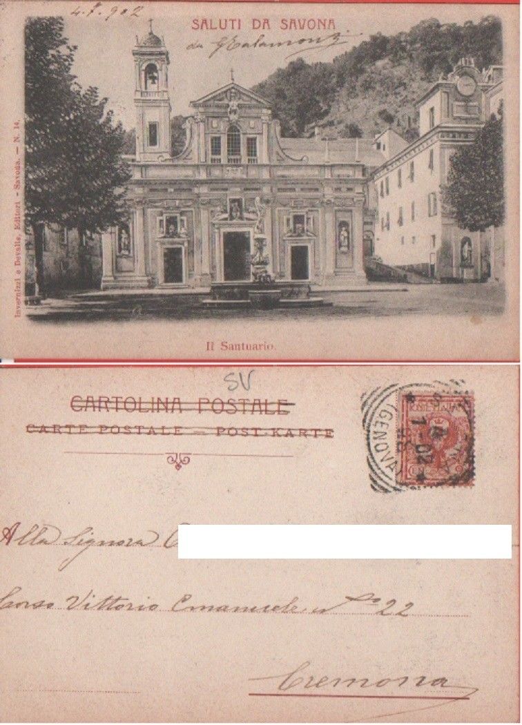 Savona. Il Santuario. Viaggiata 1902