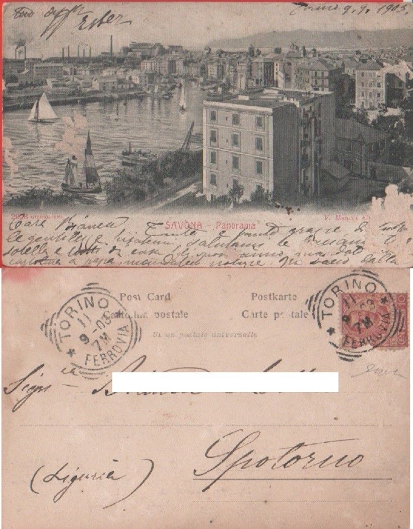 Savona. Panorama. Viaggiata 1903