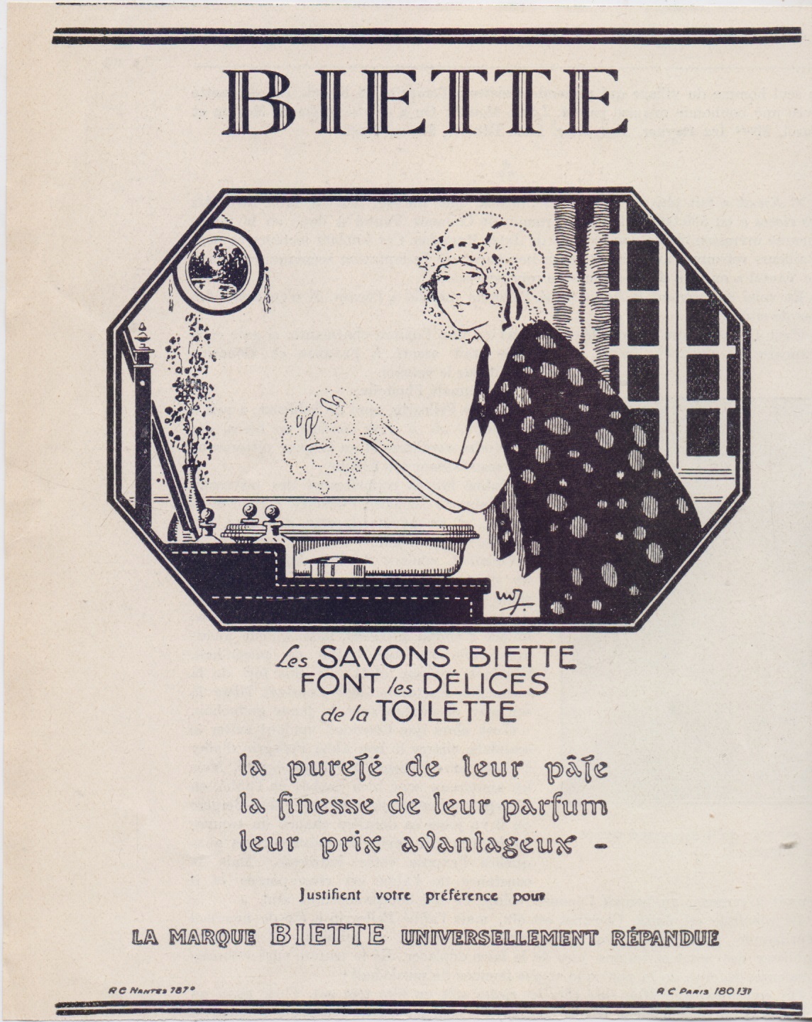 Savons Biette. Advertising 1926