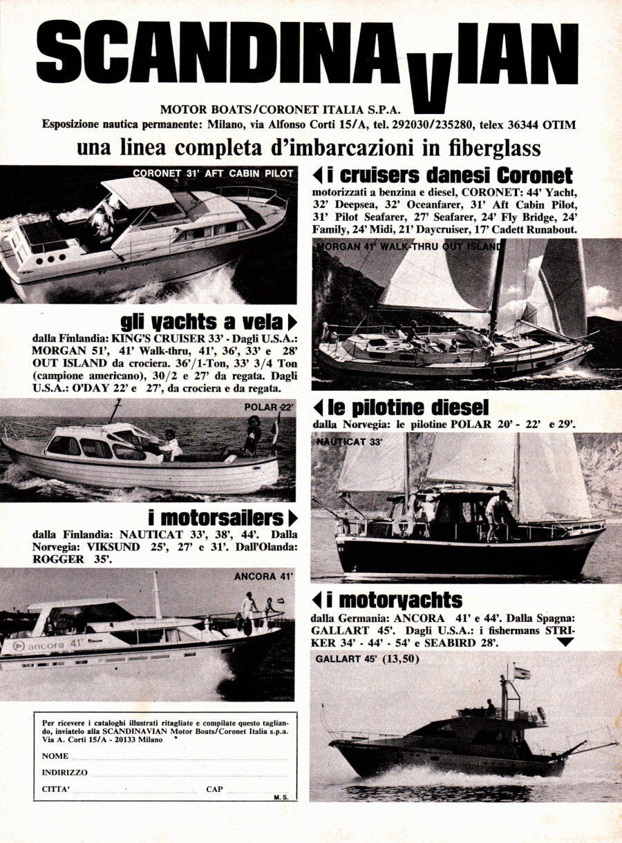 Scandinavian. Motor Boats/Coronet Italia spa. Advertising 1974