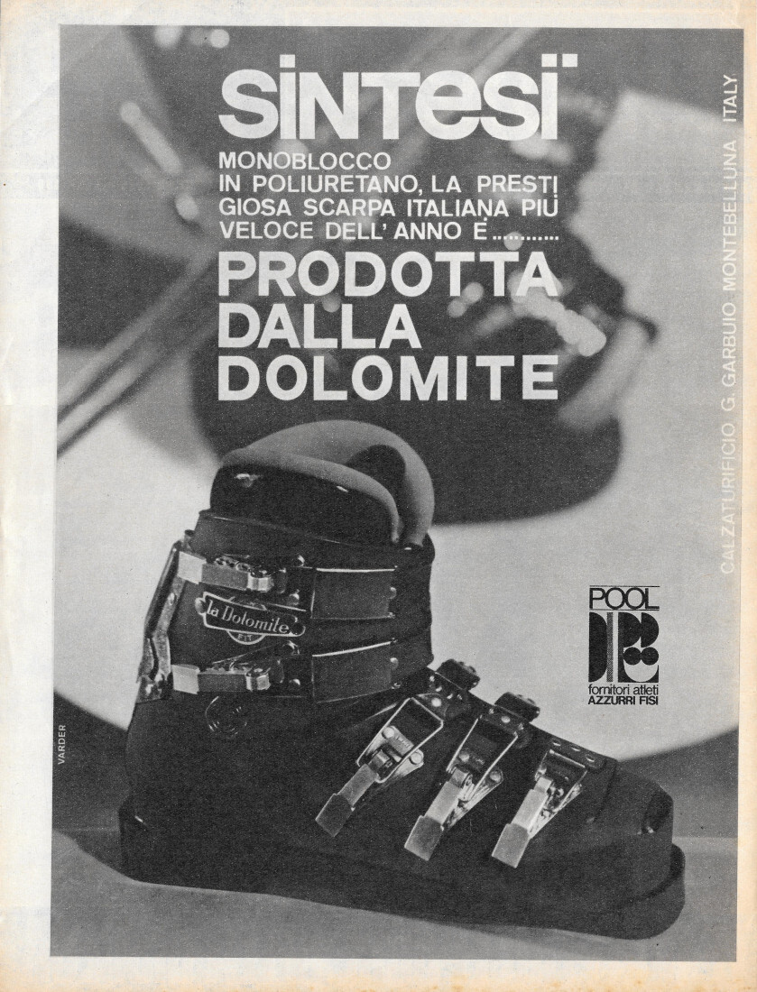 Scarponi Sintesi monoblocco. Dolomite - Advertising 1970
