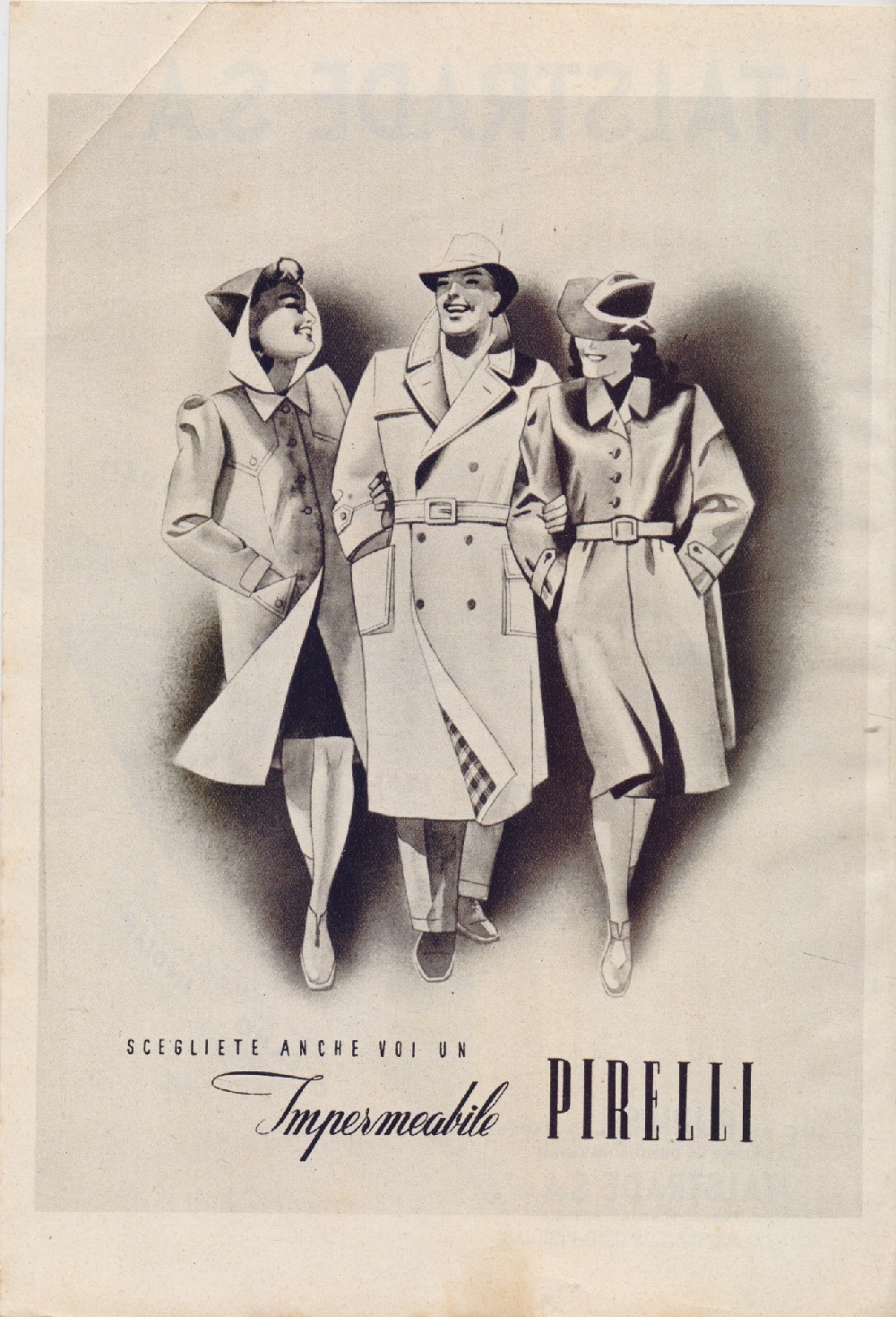 Scegliete anche voi impermeabili Pirelli. Advertising 1940