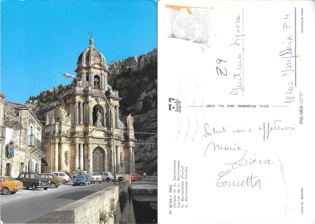 Scicli (RG). Chiesa di S. Bartolomeo - Viaggiata 1990