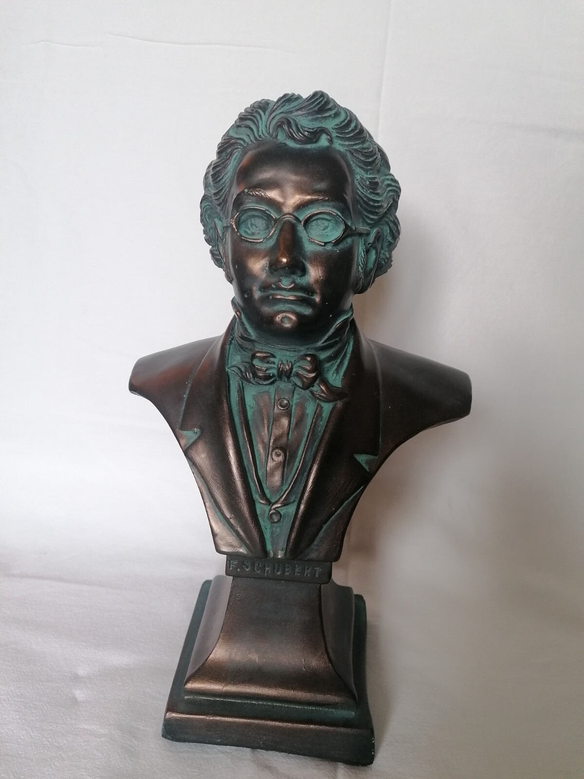 Scultura Mezzobusto Franz SCHUBERT in gesso bronzato artigianato lucchese cm …