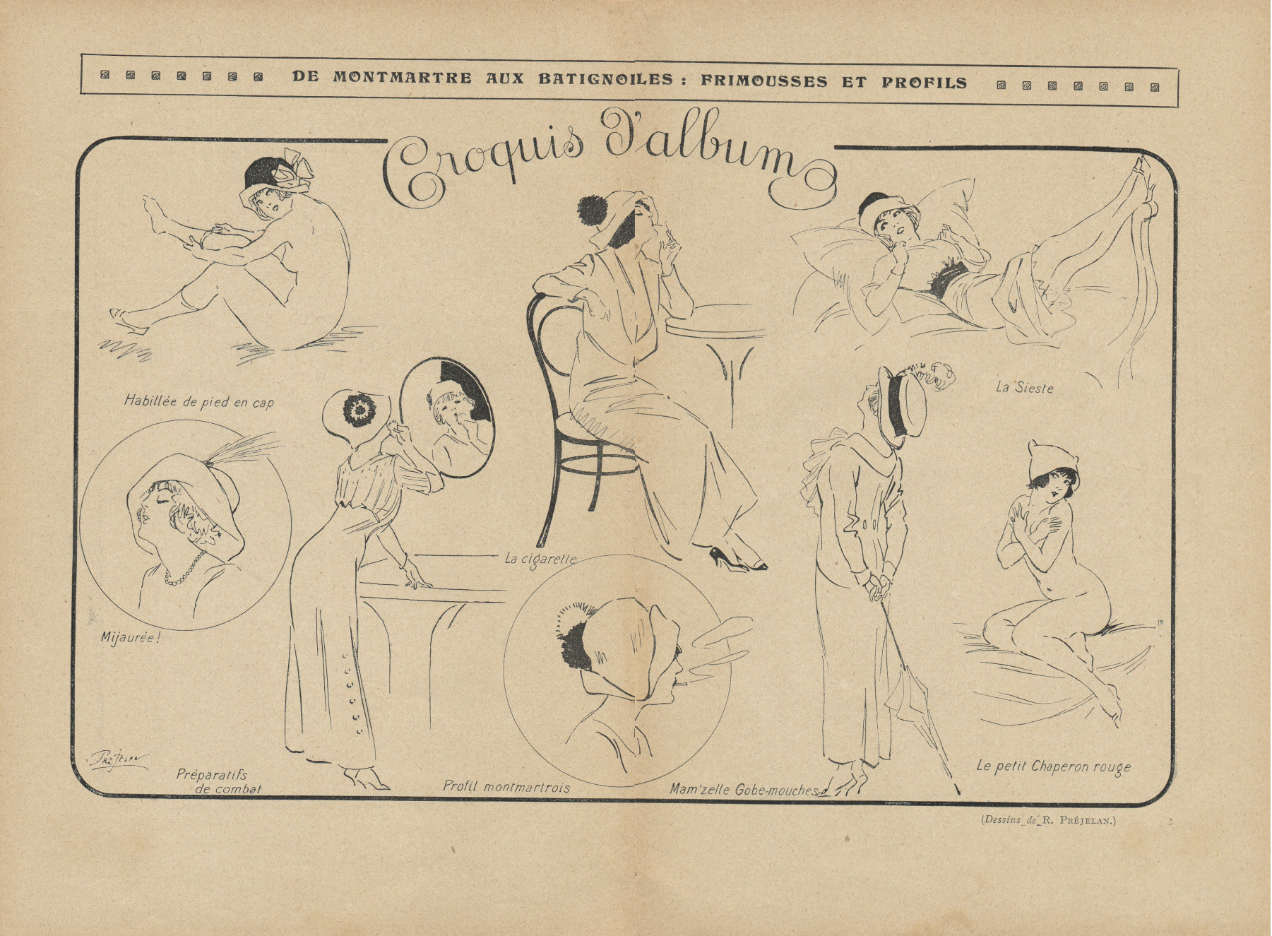 Se Montmartre aux Batignoles: primousses et profils. (ill. Prejelan). Stampa …