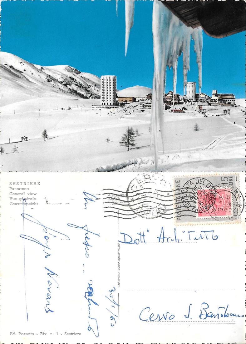 Sestriere. Panorama. Viaggiata 1960