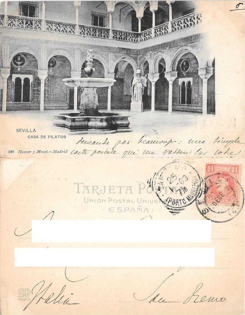 Sevilla (SPA). Casa del Pilatos. Ed. Hauser y Menet. Viaggiata …