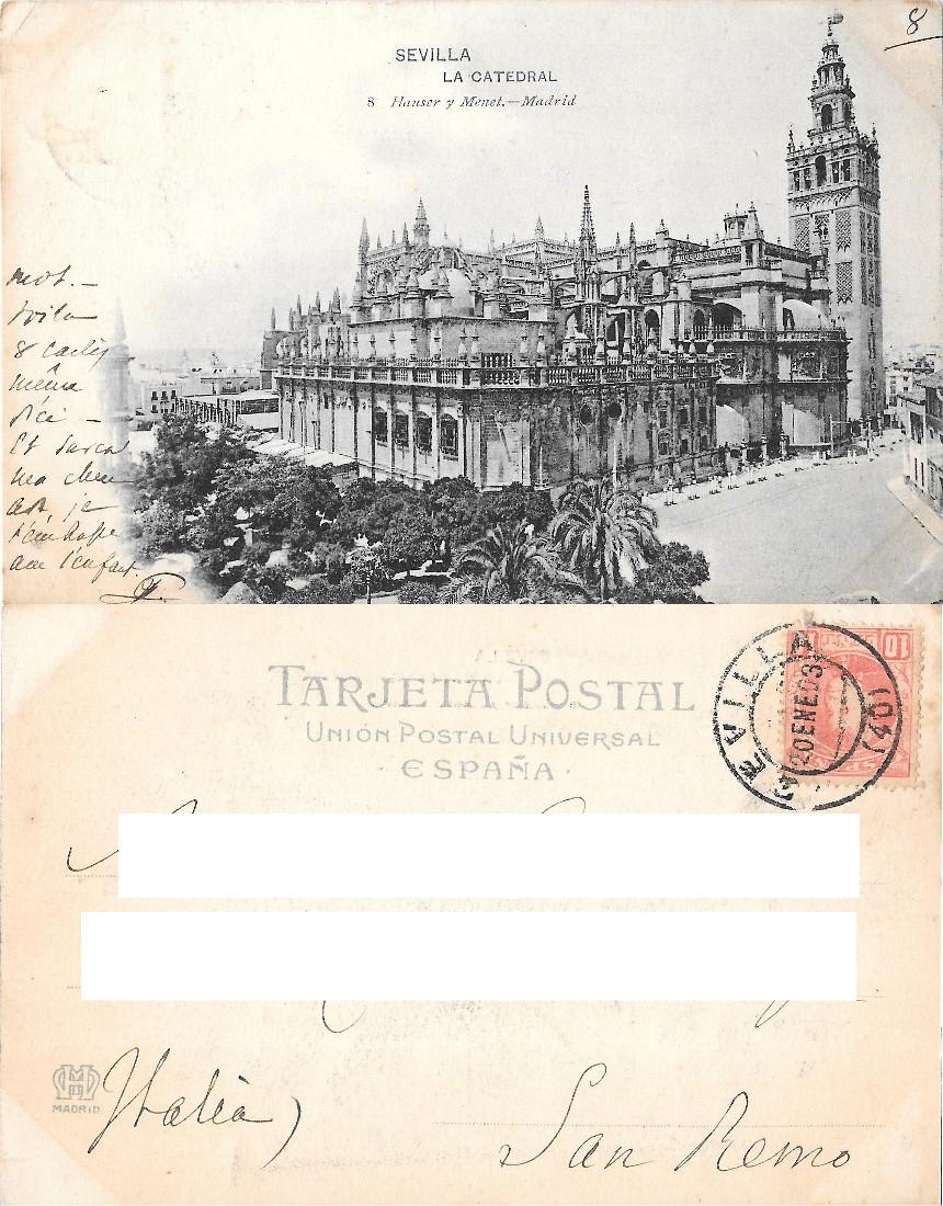 Sevilla (SPA). La catedral. Ed. Hauser y Menet. Viaggiata 1903