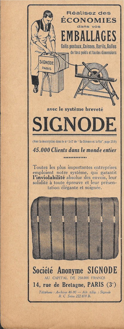 Signode système pour emballages - Advertising 1930
