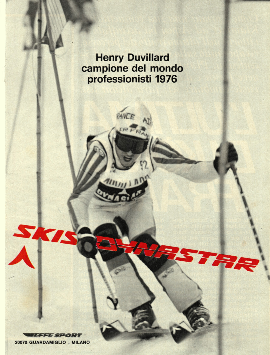 Ski Dynastar. Duvillard campione del mondo 1976. Advertising 1976