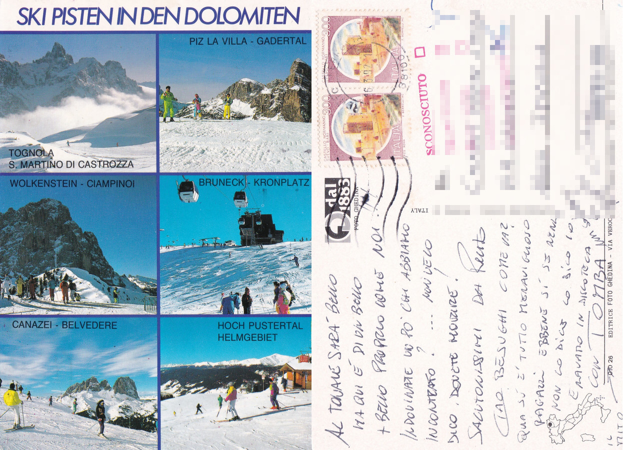 Ski pisten in den Dolomiten. Viaggiata 1992
