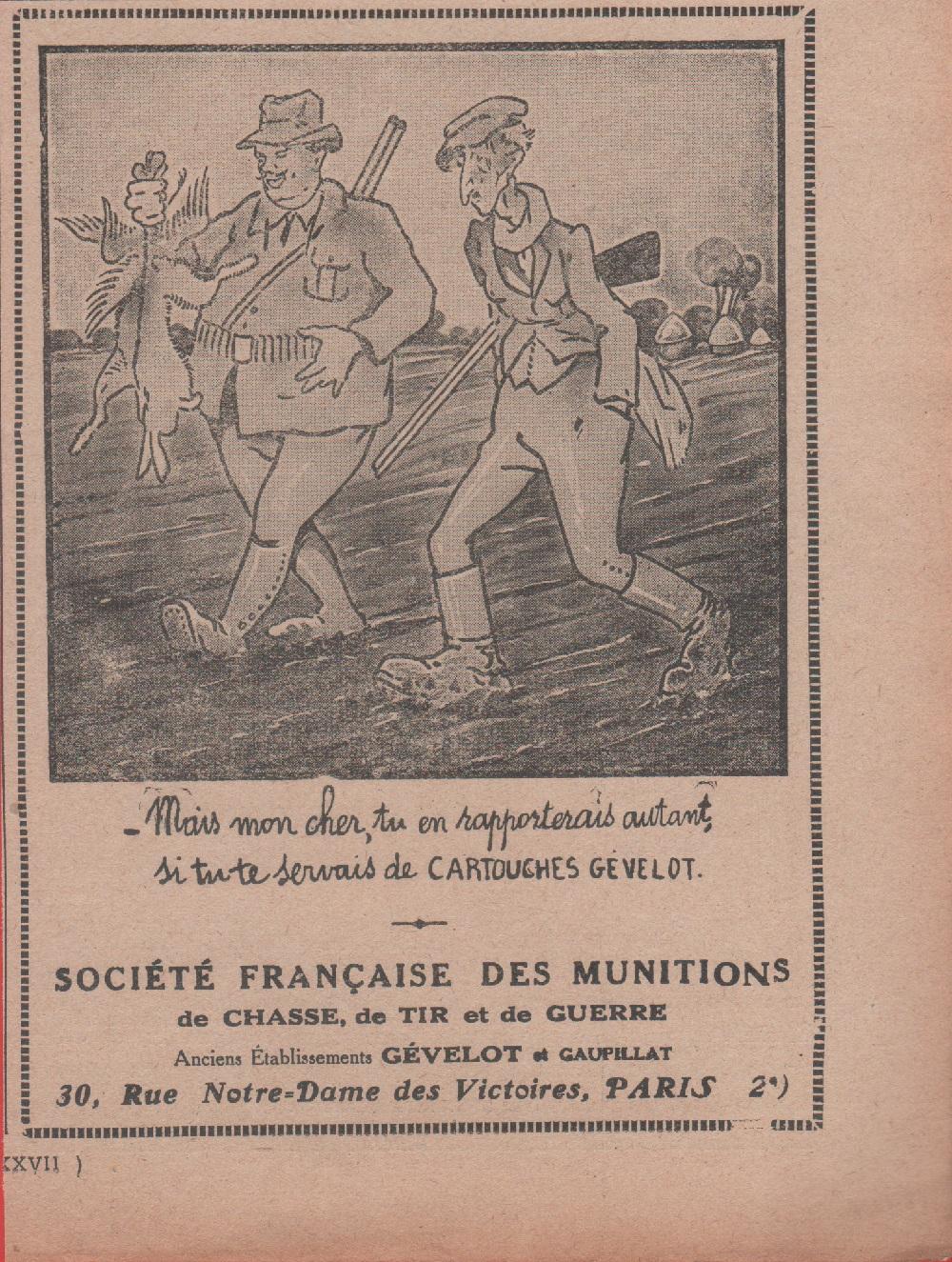 Société Francaise des Munitions. Advertising 1926