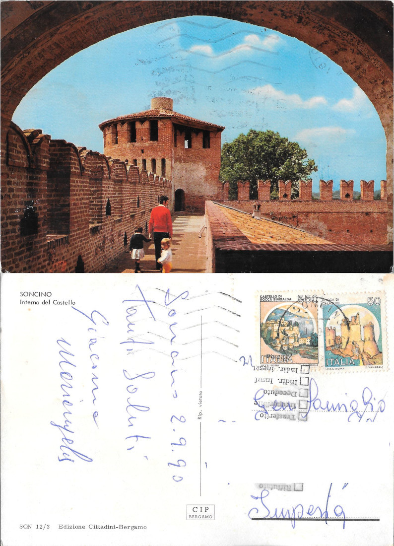 Soncino (CR). Interno del Castello. Viaggiata 1990