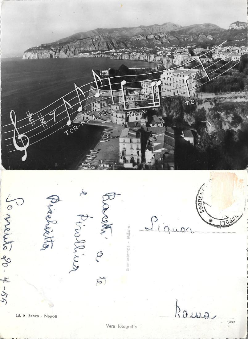 Sorrento. Torna a Surriento. Viaggiata 1955