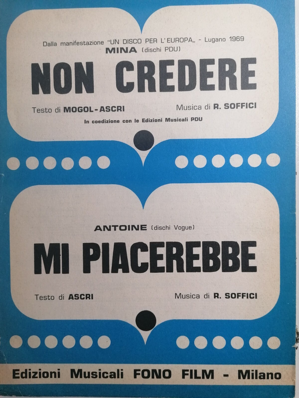 spartito musicale NON CREDERE DI MINA / MI PIACEREBBE DI …