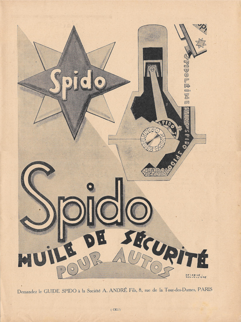 Spido. Huile de securite pour autos - Advertising 1928
