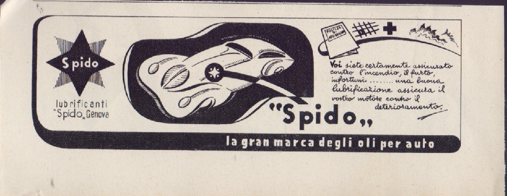 Spido la grande marca di oli per auto. Advertising 1940