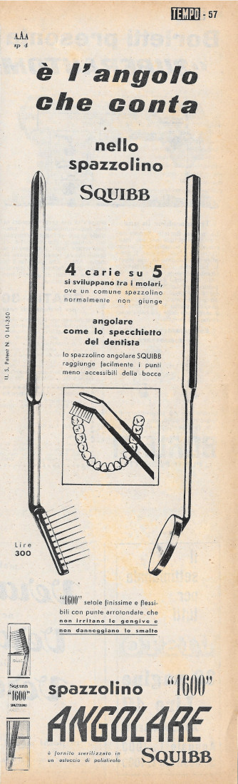 Squibb spazzolino 1600 angolare - Advertising 1956