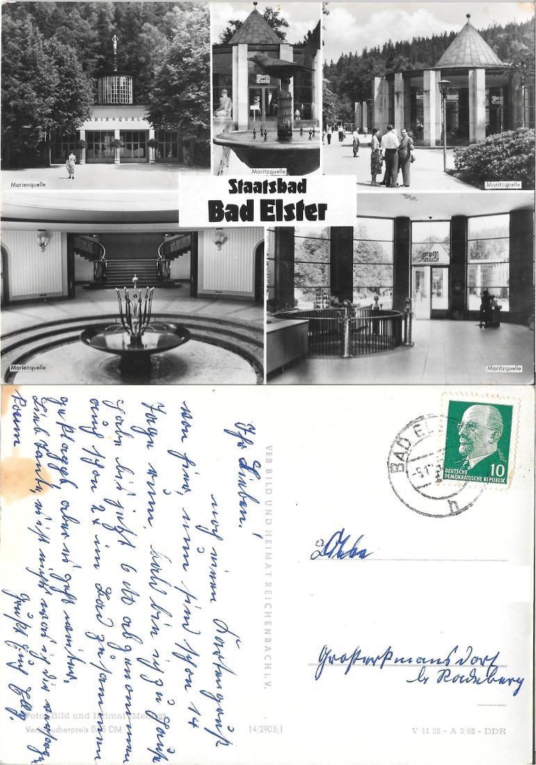Staatsbad Bad Elster. Viaggiata 1962