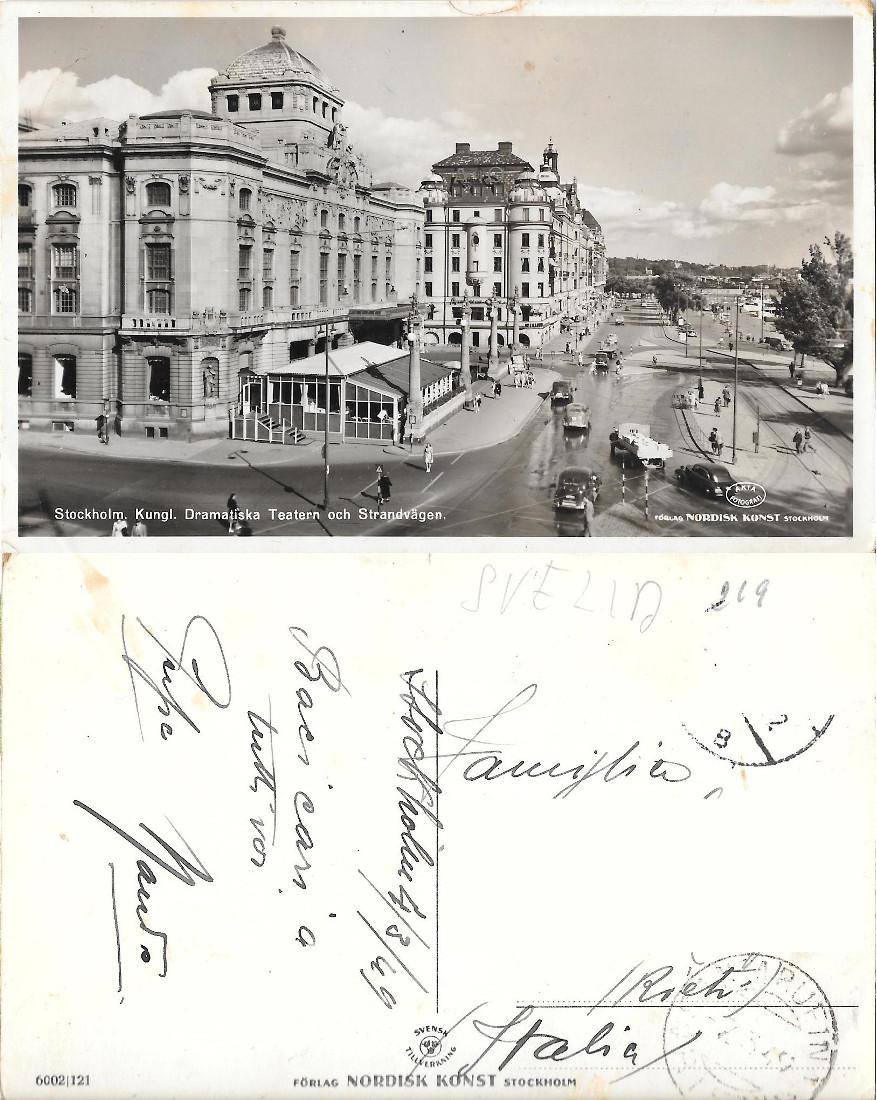 Stockholm. Kungl. Dramatiska Teatern och Strandvagen. Viaggiata 1949